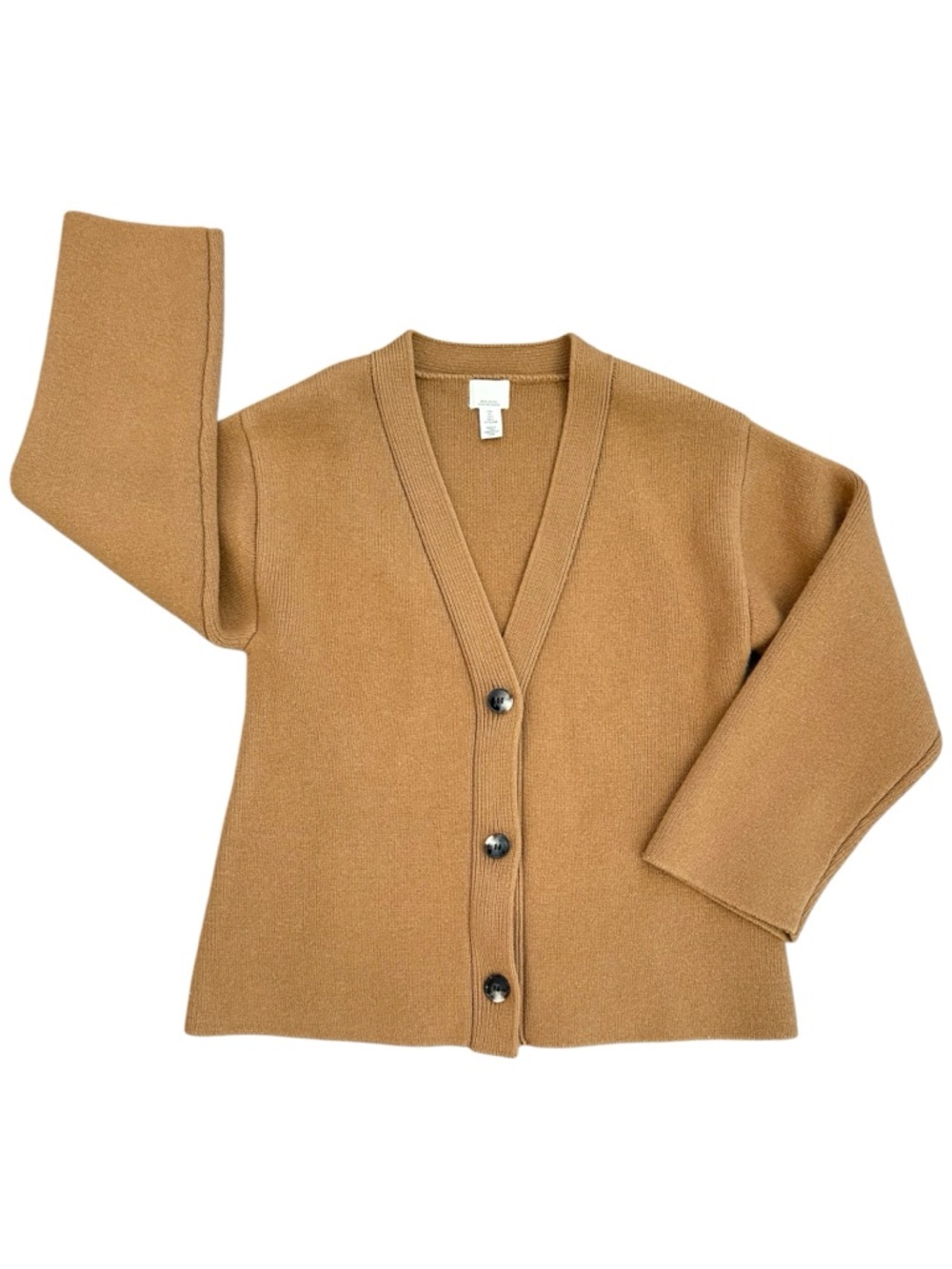 H&M Camel Brown Wool Cardigan Premium Women’s Large Sweater Minimalist Spring